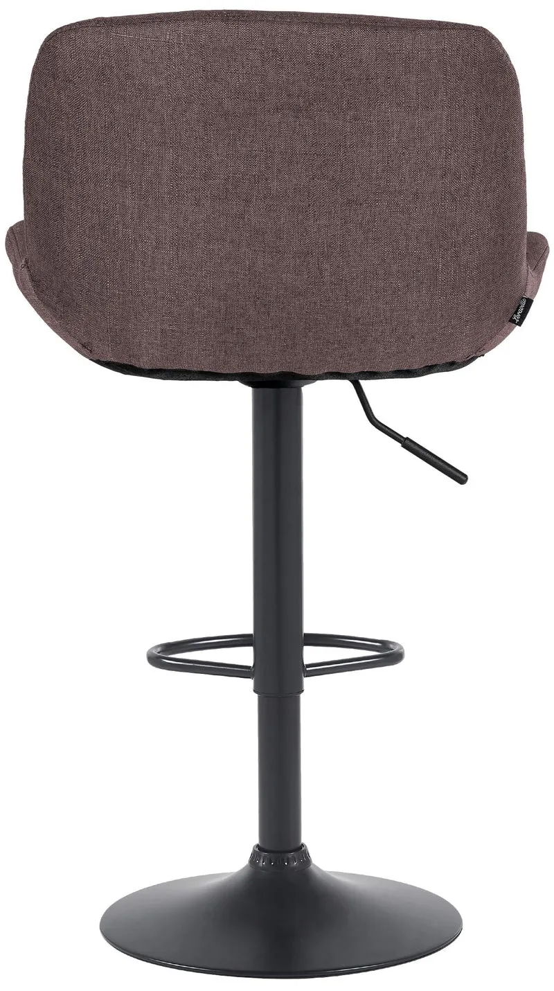 Tabouret de bar x1 réglable en hauteur et rotatif repose-pieds en tissu marron cadre en métal noir 10_0005882