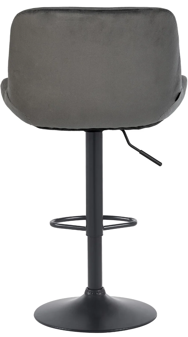 Tabouret de bar x1 réglable en hauteur et rotatif repose-pieds en velours gris foncé cadre en métal noir 10_0005795