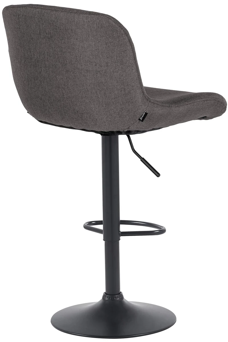 Tabouret de bar x1 réglable en hauteur et rotatif repose-pieds en tissu gris foncé cadre en métal noir 10_0005751