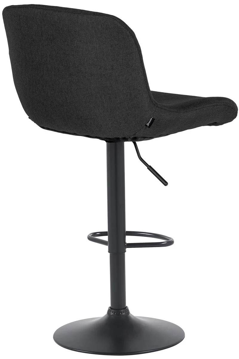 Tabouret de bar x1 réglable en hauteur et rotatif repose-pieds en tissu noir cadre en métal noir 10_0005750