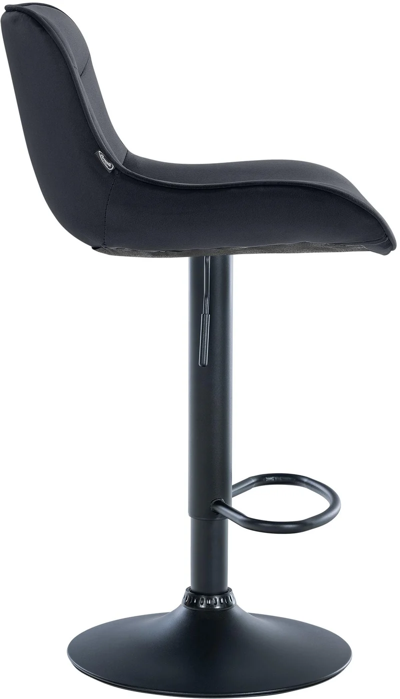 Lot de 2 tabourets de bar pivotant forme ergonomique surpiqûres décoratives en velours noir cadre en métal noir 10_0006362