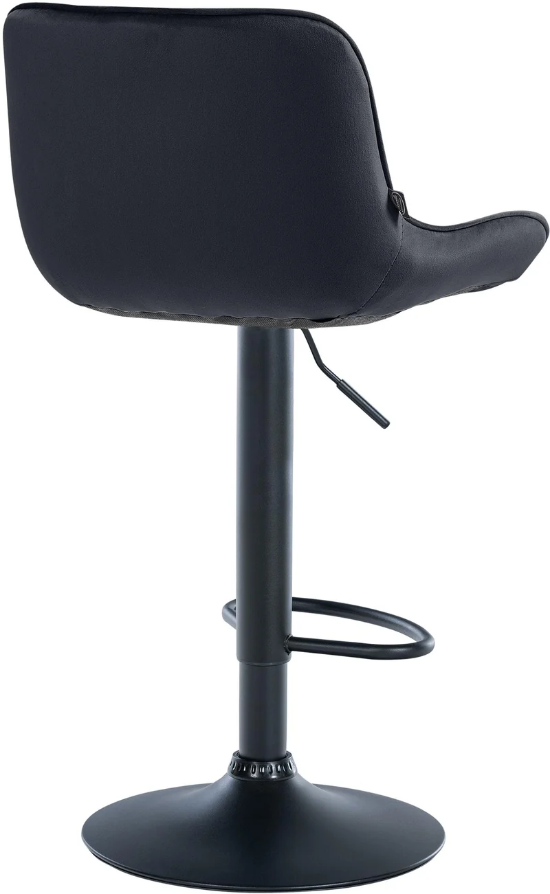 Lot de 2 tabourets de bar pivotant forme ergonomique surpiqûres décoratives en velours noir cadre en métal noir 10_0006362