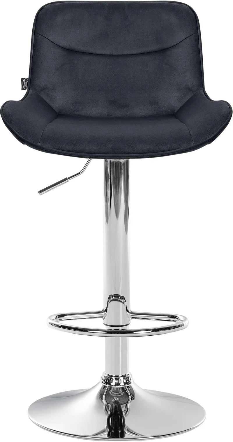 Lot de 2 tabourets de bar pivotant forme ergonomique surpiqûres décoratives en velours noir cadre en métal chromé 10_0006361