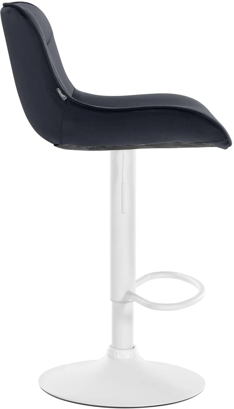 Lot de 2 tabourets de bar pivotant forme ergonomique surpiqûres décoratives en velours noir cadre en métal blanc 10_0006360