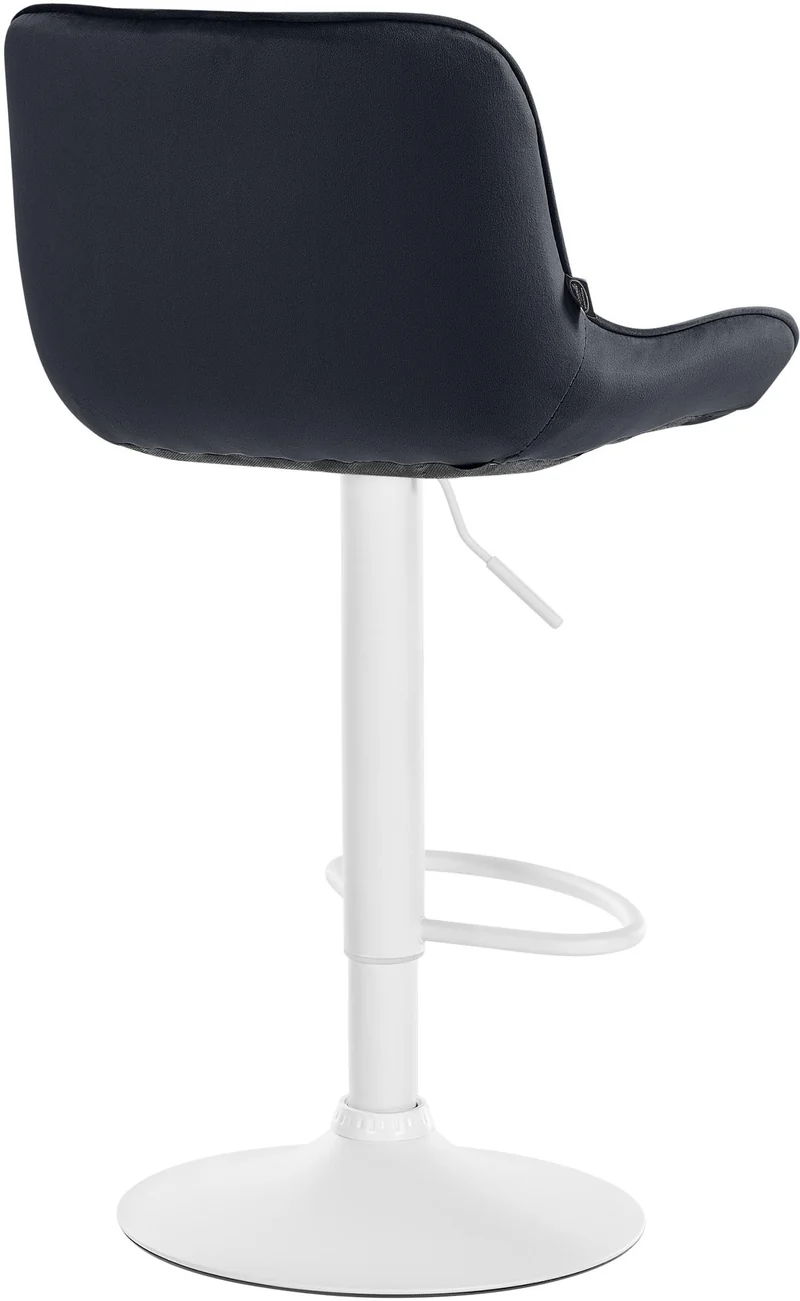 Lot de 2 tabourets de bar pivotant forme ergonomique surpiqûres décoratives en velours noir cadre en métal blanc 10_0006360