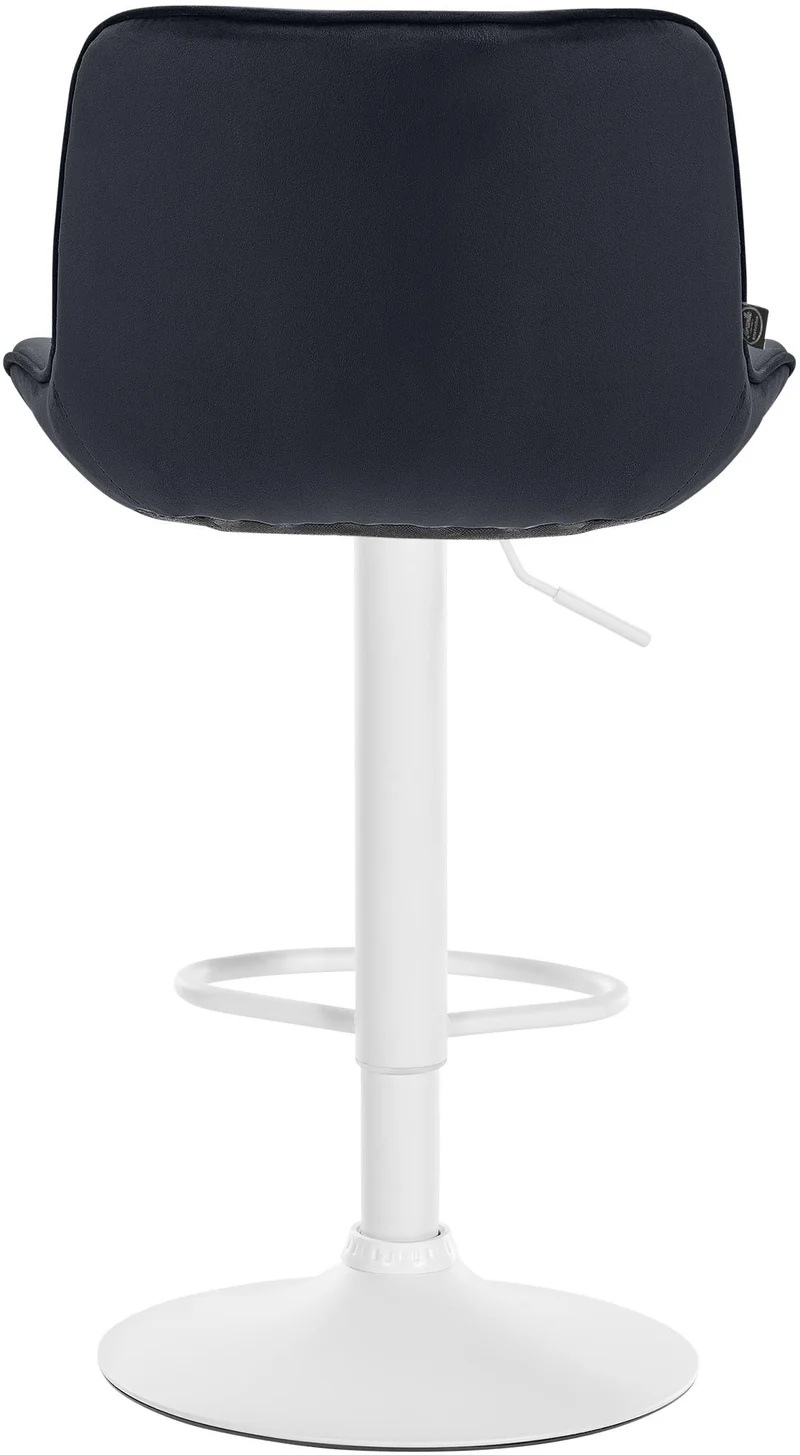Lot de 2 tabourets de bar pivotant forme ergonomique surpiqûres décoratives en velours noir cadre en métal blanc 10_0006360
