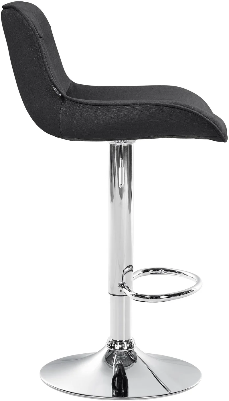 Lot de 2 tabourets de bar pivotant forme ergonomique surpiqûres décoratives en tissu gris foncé cadre en métal chromé 10_0006088