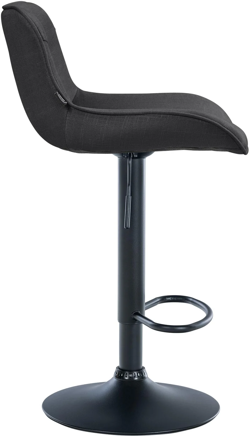 Lot de 2 tabourets de bar pivotant forme ergonomique surpiqûres décoratives en tissu gris foncé cadre en métal noir 10_0006081