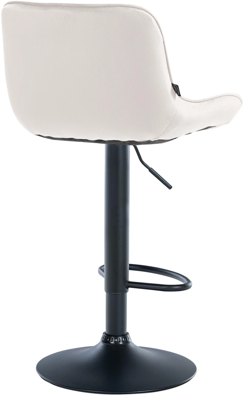 Lot de 2 tabourets de bar pivotant forme ergonomique surpiqûres décoratives en velours crème cadre en métal noir 10_0006036