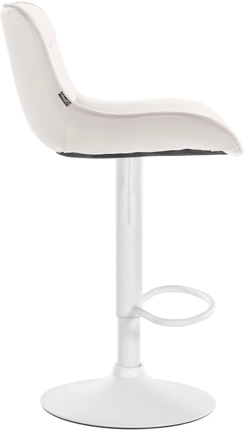 Lot de 2 tabourets de bar pivotant forme ergonomique surpiqûres décoratives en velours crème cadre en métal blanc 10_0006034