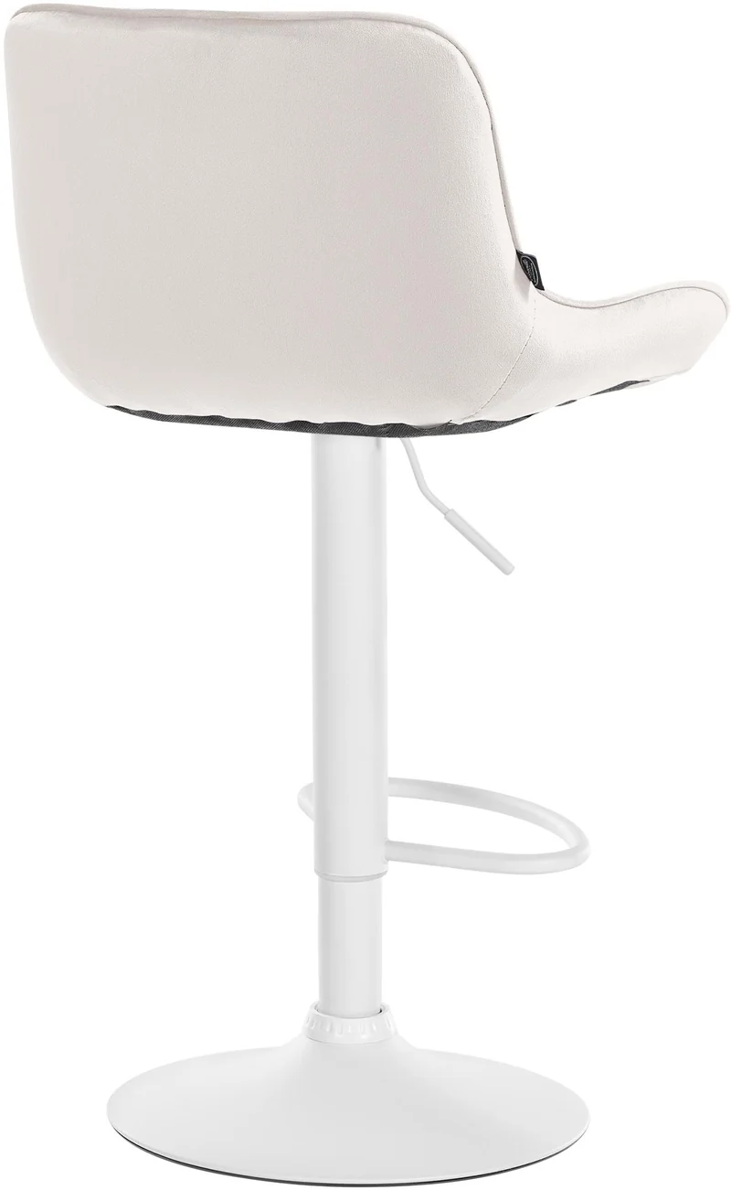 Lot de 2 tabourets de bar pivotant forme ergonomique surpiqûres décoratives en velours crème cadre en métal blanc 10_0006034