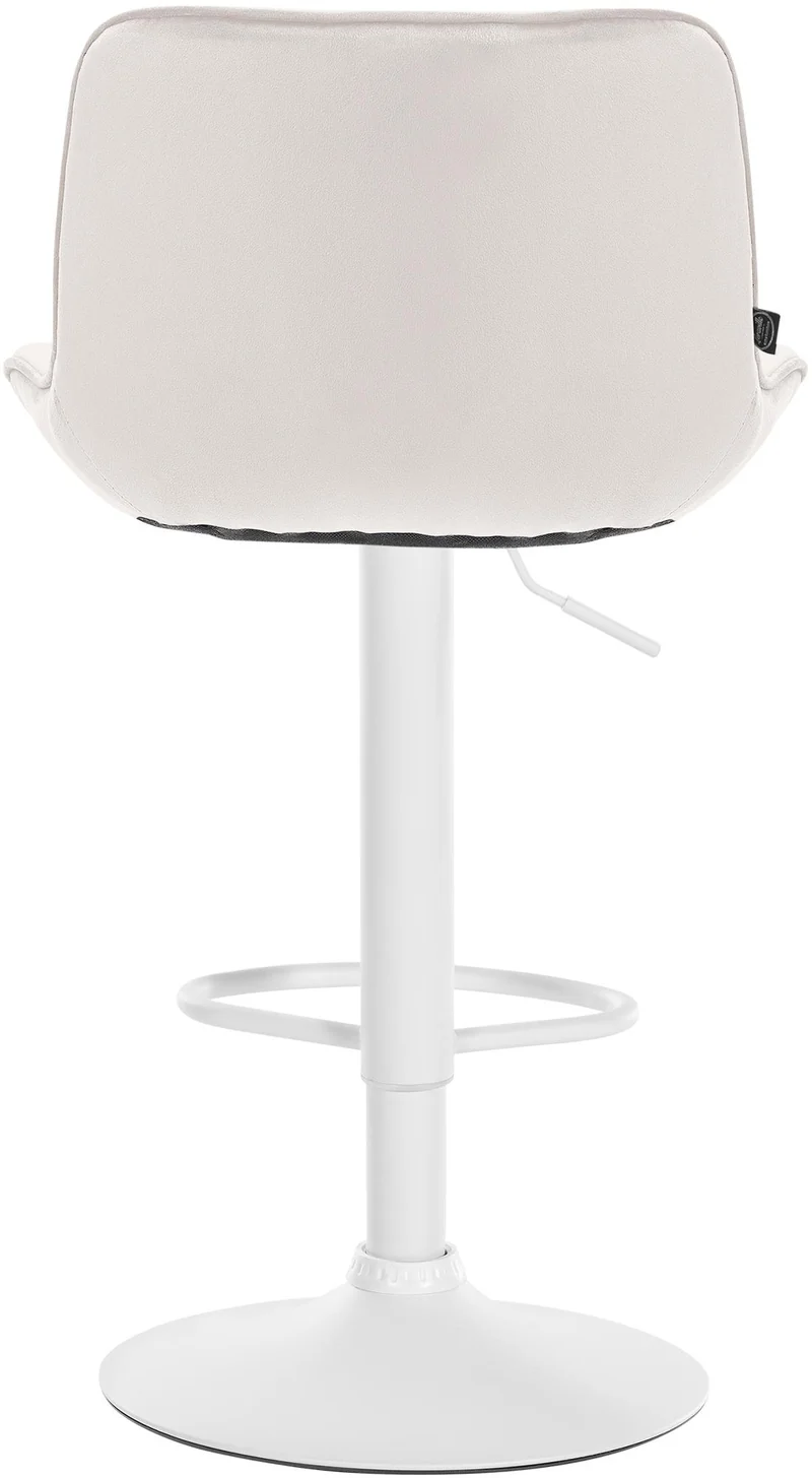 Lot de 2 tabourets de bar pivotant forme ergonomique surpiqûres décoratives en velours crème cadre en métal blanc 10_0006034