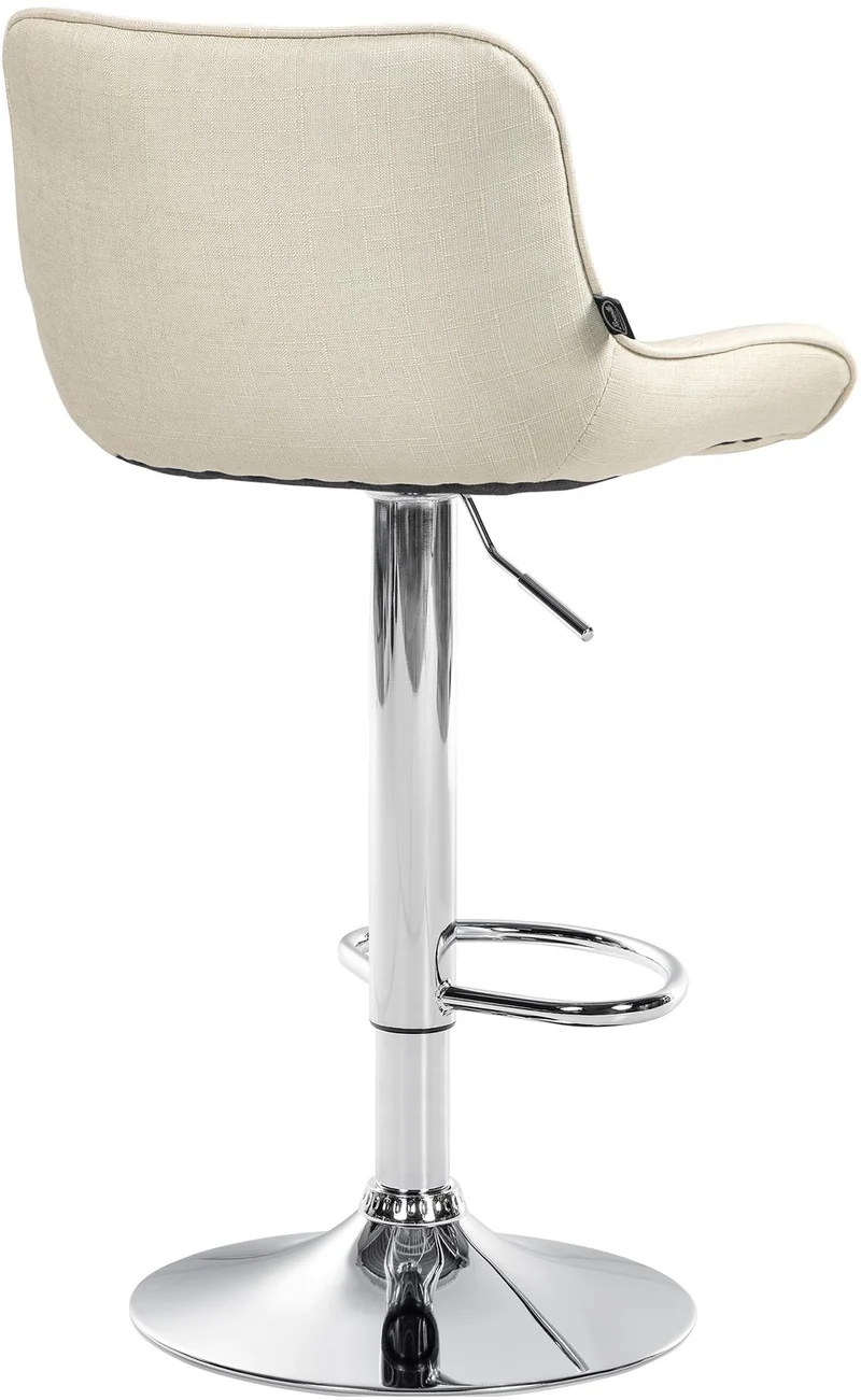 Lot de 2 tabourets de bar pivotant forme ergonomique surpiqûres décoratives en tissu crème cadre en métal chromé 10_0006006
