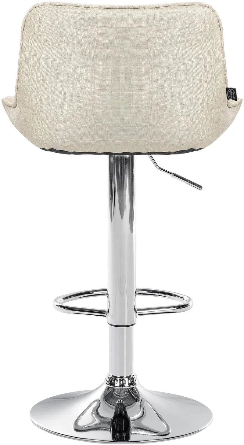 Lot de 2 tabourets de bar pivotant forme ergonomique surpiqûres décoratives en tissu crème cadre en métal chromé 10_0006006