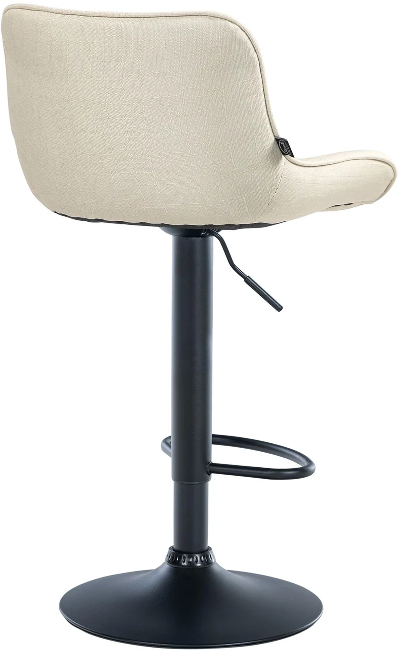 Lot de 2 tabourets de bar pivotant forme ergonomique surpiqûres décoratives en tissu crème cadre en métal noir 10_0006005