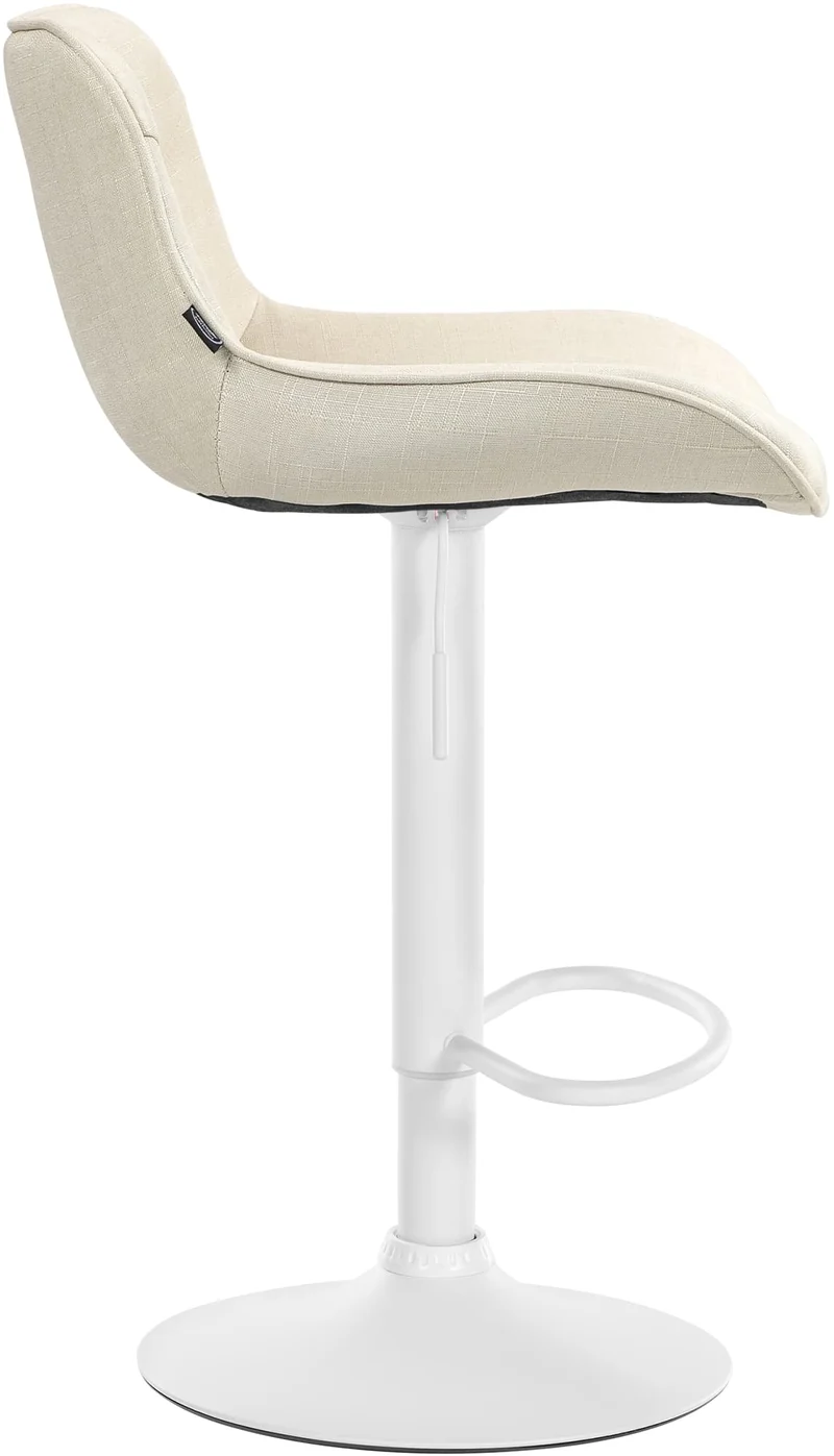 Lot de 2 tabourets de bar pivotant forme ergonomique surpiqûres décoratives en tissu crème cadre en métal blanc 10_0006004