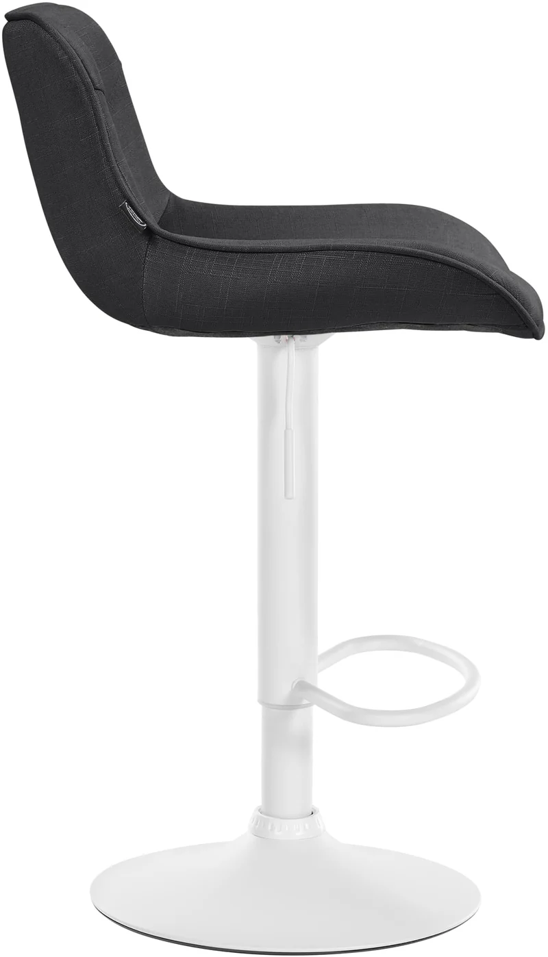 Lot de 2 tabourets de bar pivotant forme ergonomique surpiqûres décoratives en tissu gris foncé cadre en métal blanc 10_0005996