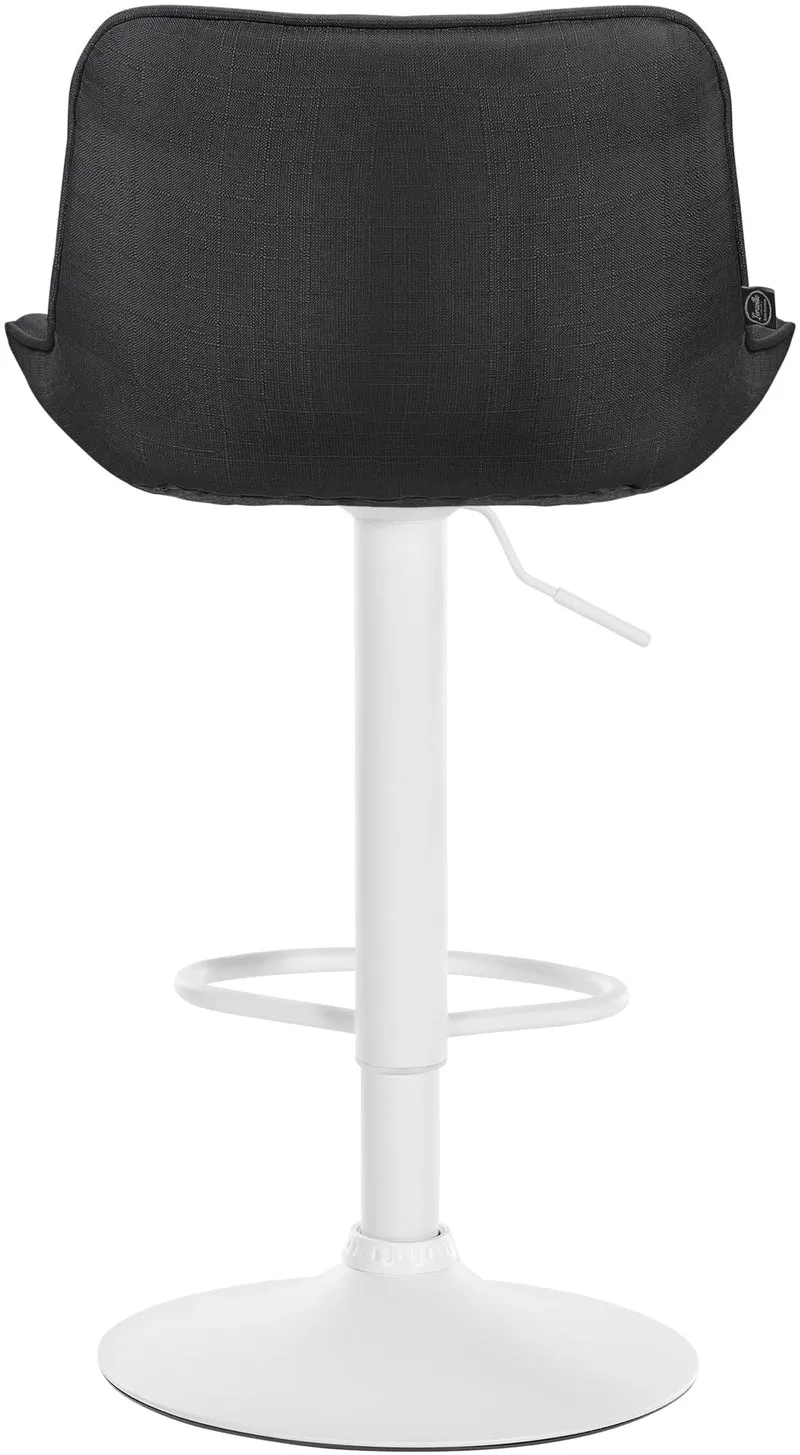 Lot de 2 tabourets de bar pivotant forme ergonomique surpiqûres décoratives en tissu gris foncé cadre en métal blanc 10_0005996