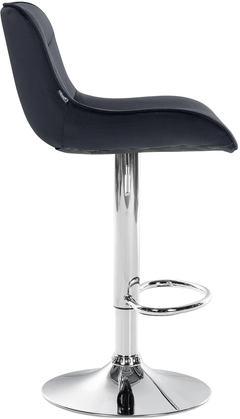 Tabouret de bar x1 pivotant forme ergonomique surpiqûres décoratives en velours noir cadre en métal chromé 10_0005972