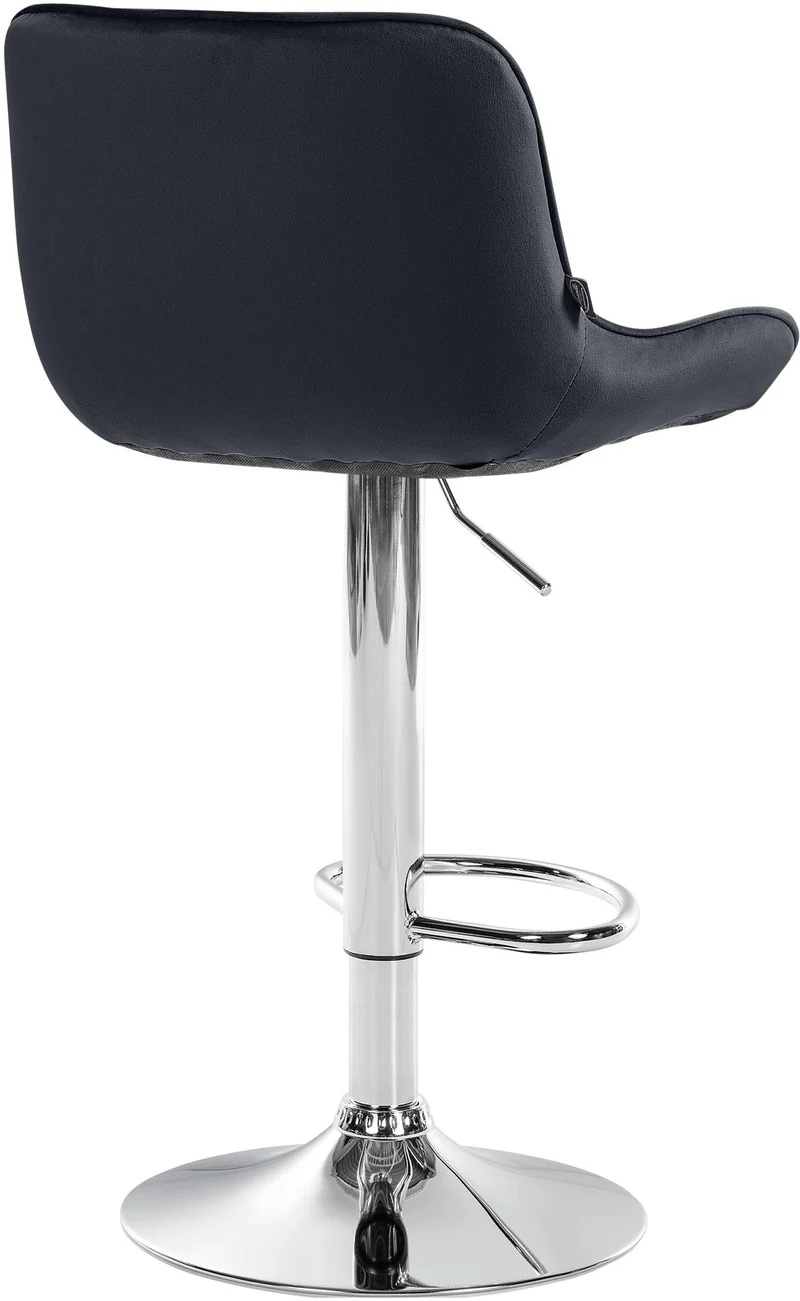 Tabouret de bar x1 pivotant forme ergonomique surpiqûres décoratives en velours noir cadre en métal chromé 10_0005972