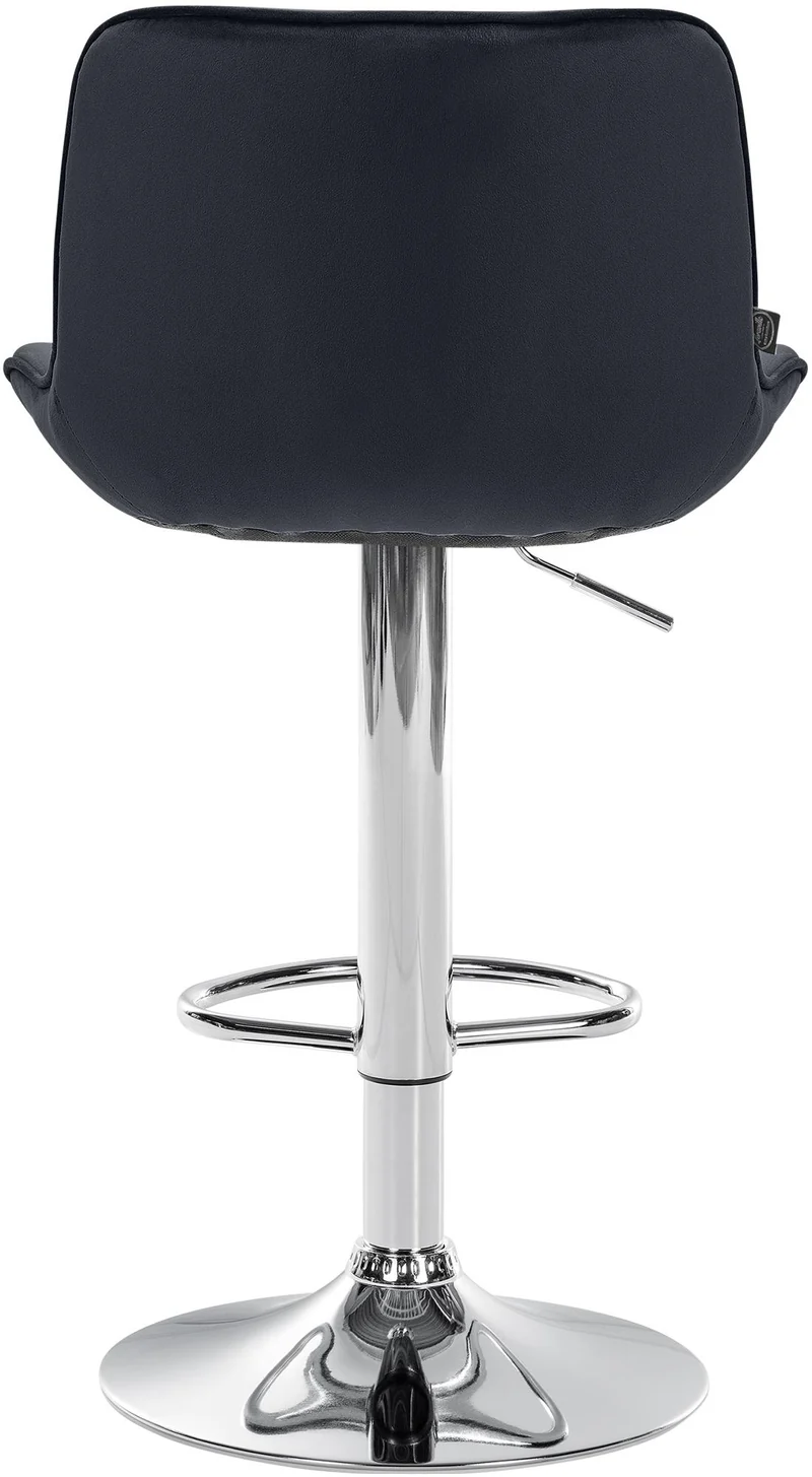 Tabouret de bar x1 pivotant forme ergonomique surpiqûres décoratives en velours noir cadre en métal chromé 10_0005972