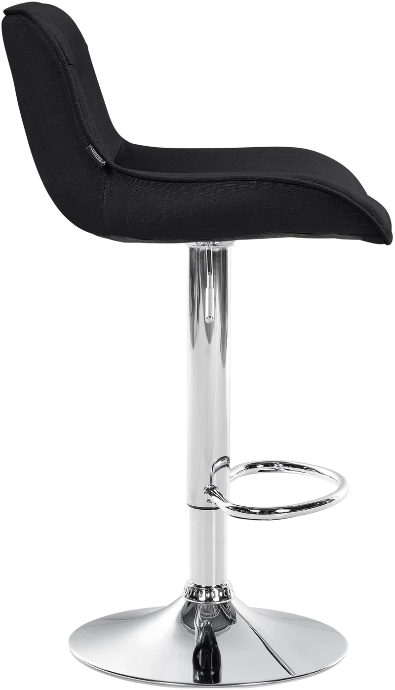 Tabouret de bar x1 pivotant forme ergonomique surpiqûres décoratives en tissu noir cadre en métal chromé 10_0005914