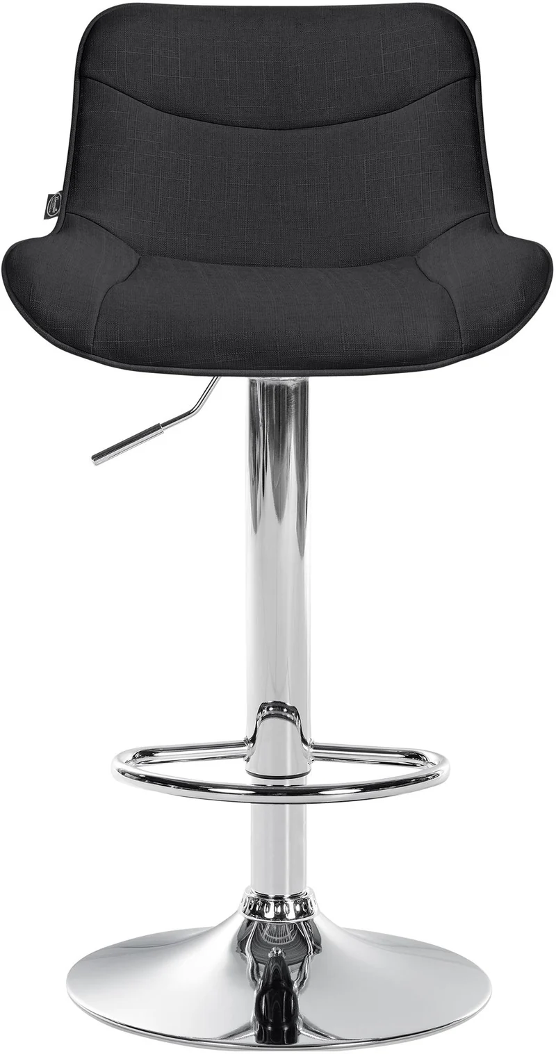Tabouret de bar x1 pivotant forme ergonomique surpiqûres décoratives en tissu noir cadre en métal chromé 10_0005914