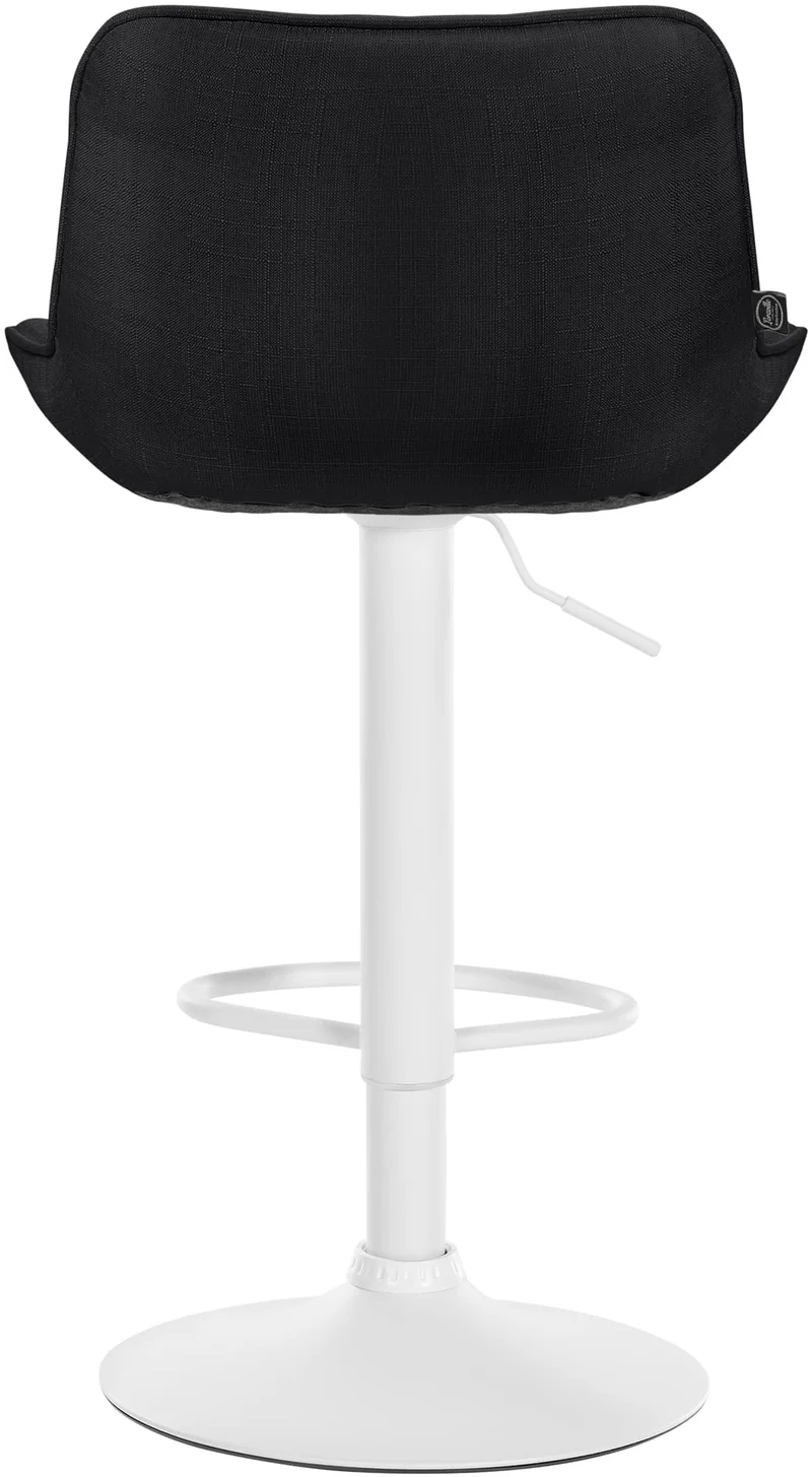 Tabouret de bar x1 pivotant forme ergonomique surpiqûres décoratives en tissu noir cadre en métal blanc 10_0005912