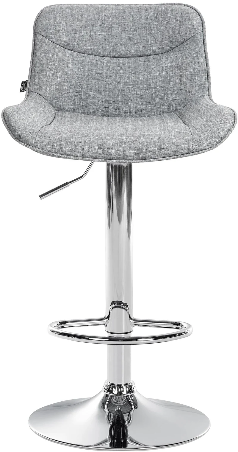 Tabouret de bar x1 pivotant forme ergonomique surpiqûres décoratives en tissu gris cadre en métal chromé 10_0005845