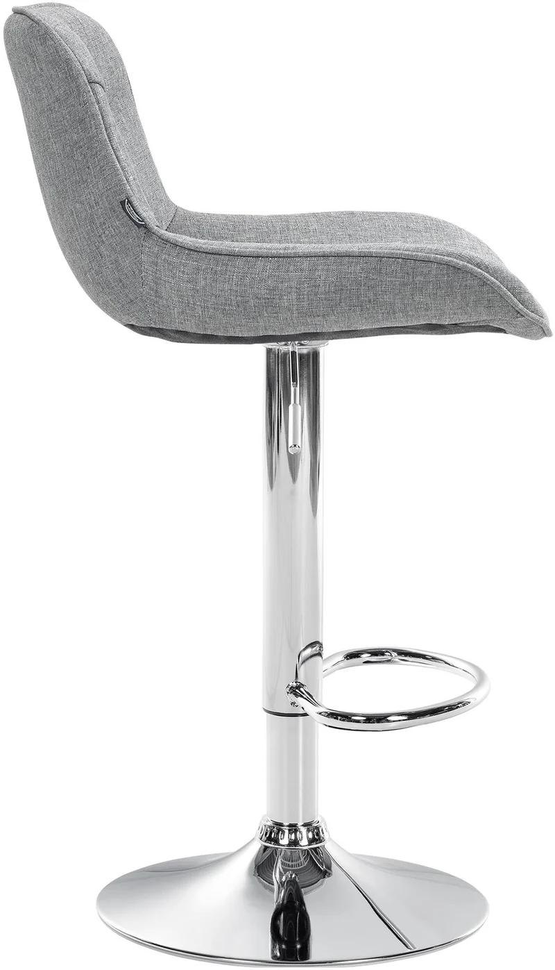 Tabouret de bar x1 pivotant forme ergonomique surpiqûres décoratives en tissu gris cadre en métal chromé 10_0005845