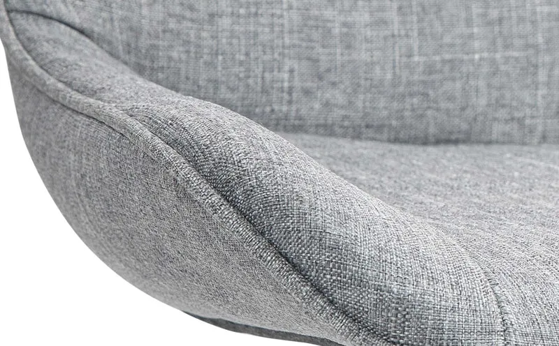 Tabouret de bar x1 pivotant forme ergonomique surpiqûres décoratives en tissu gris cadre en métal noir 10_0005824