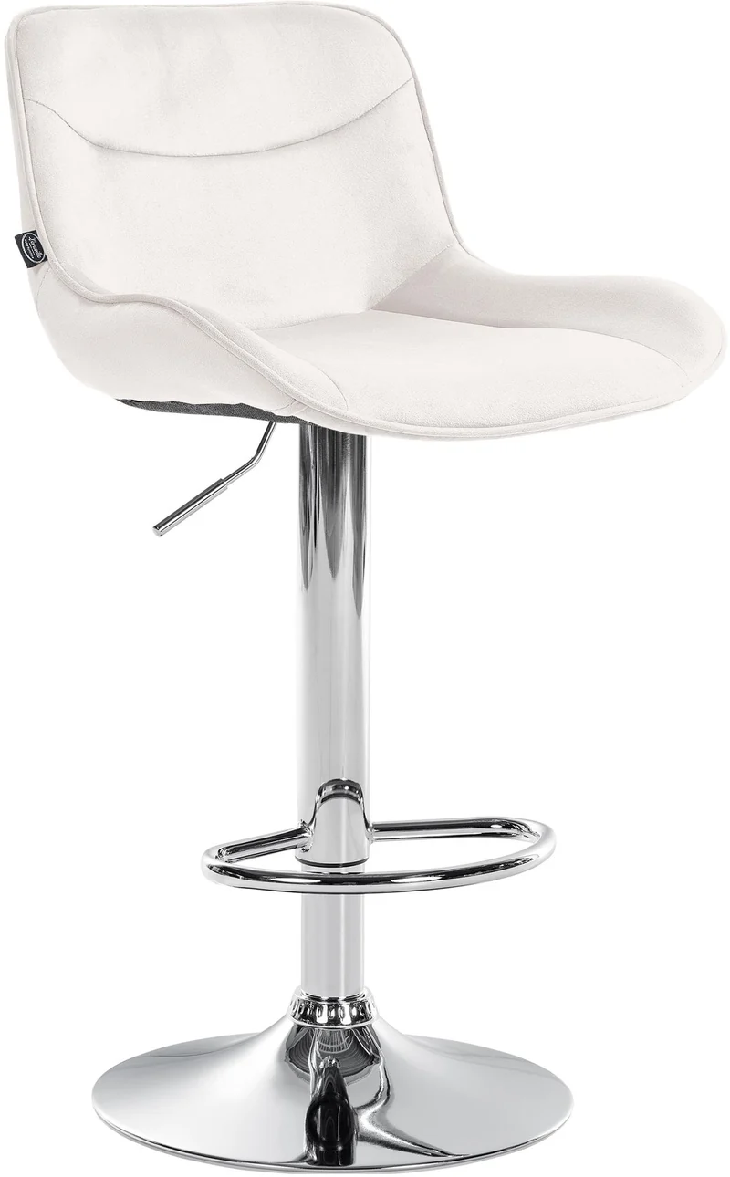 Tabouret de bar x1 pivotant forme ergonomique surpiqûres décoratives en velours crème cadre en métal chromé 10_0005773