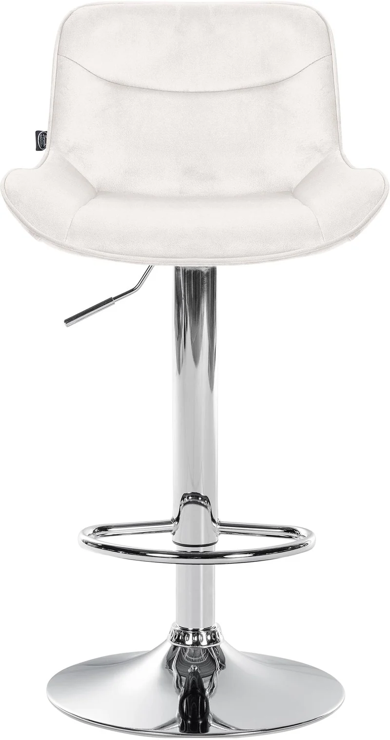 Tabouret de bar x1 pivotant forme ergonomique surpiqûres décoratives en velours crème cadre en métal chromé 10_0005773