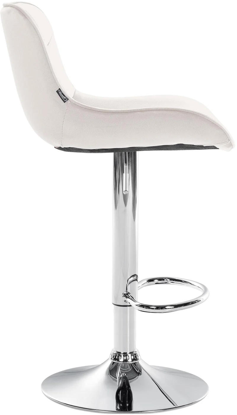 Tabouret de bar x1 pivotant forme ergonomique surpiqûres décoratives en velours crème cadre en métal chromé 10_0005773