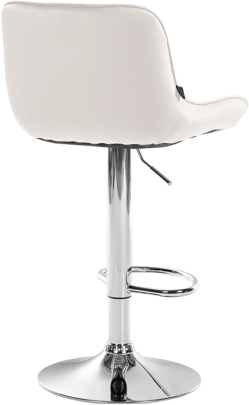 Tabouret de bar x1 pivotant forme ergonomique surpiqûres décoratives en velours crème cadre en métal chromé 10_0005773
