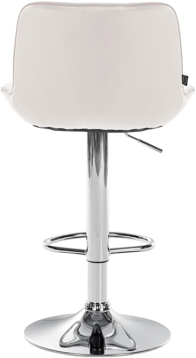 Tabouret de bar x1 pivotant forme ergonomique surpiqûres décoratives en velours crème cadre en métal chromé 10_0005773