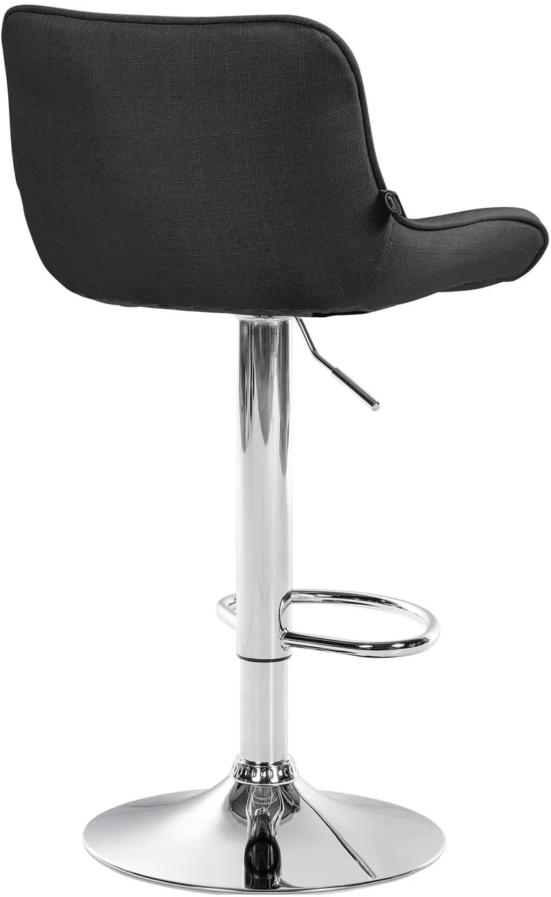 Tabouret de bar x1 pivotant forme ergonomique surpiqûres décoratives en tissu gris foncé cadre en métal chromé 10_0005771