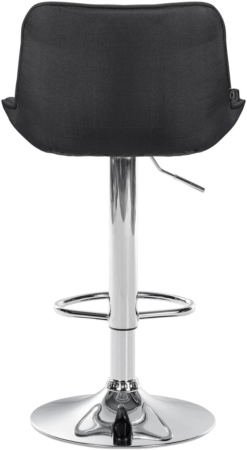 Tabouret de bar x1 pivotant forme ergonomique surpiqûres décoratives en tissu gris foncé cadre en métal chromé 10_0005771