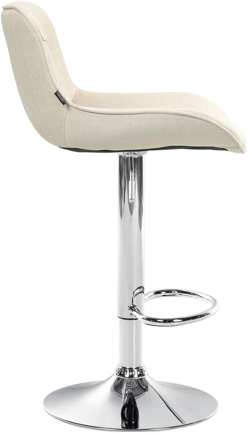 Tabouret de bar x1 pivotant forme ergonomique surpiqûres décoratives en tissu crème cadre en métal chromé 10_0005770