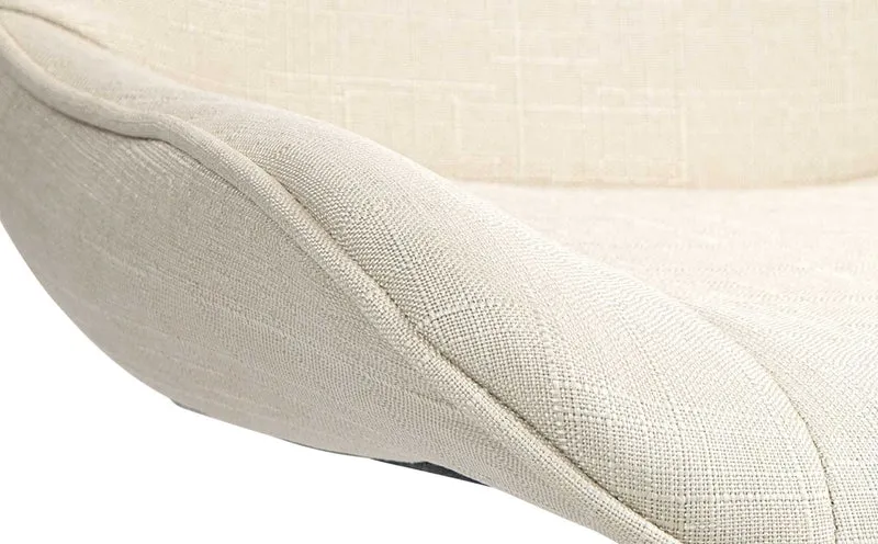 Tabouret de bar x1 pivotant forme ergonomique surpiqûres décoratives en tissu crème cadre en métal chromé 10_0005770