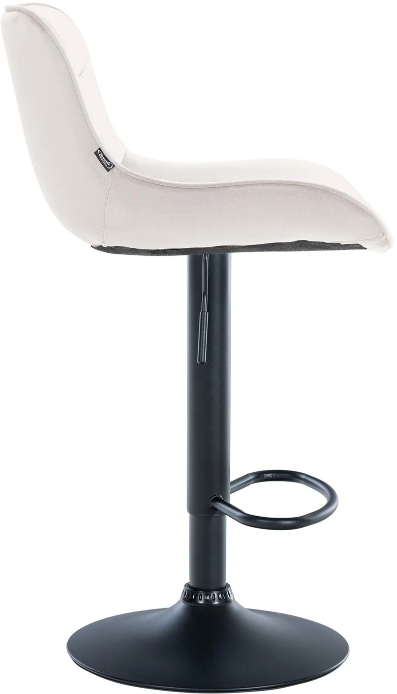Tabouret de bar x1 pivotant forme ergonomique surpiqûres décoratives en velours crème cadre en métal noir 10_0005768