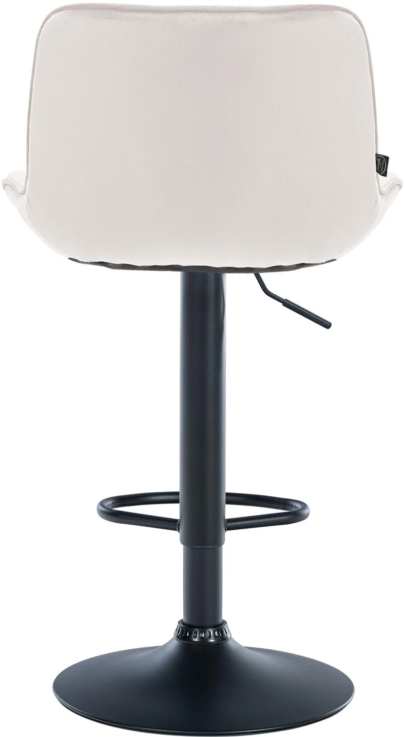 Tabouret de bar x1 pivotant forme ergonomique surpiqûres décoratives en velours crème cadre en métal noir 10_0005768