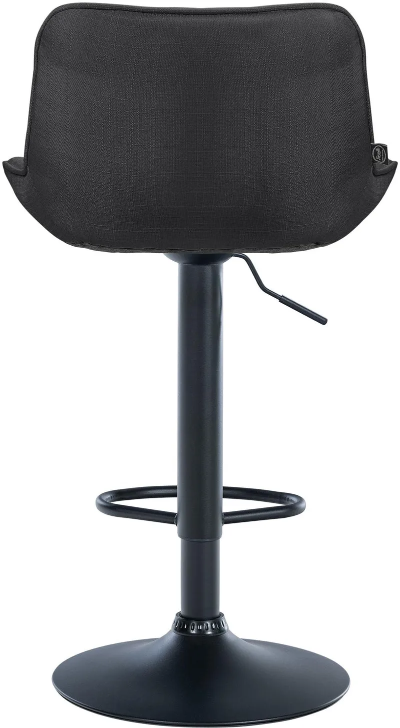 Tabouret de bar x1 pivotant forme ergonomique surpiqûres décoratives en tissu gris foncé cadre en métal noir 10_0005767