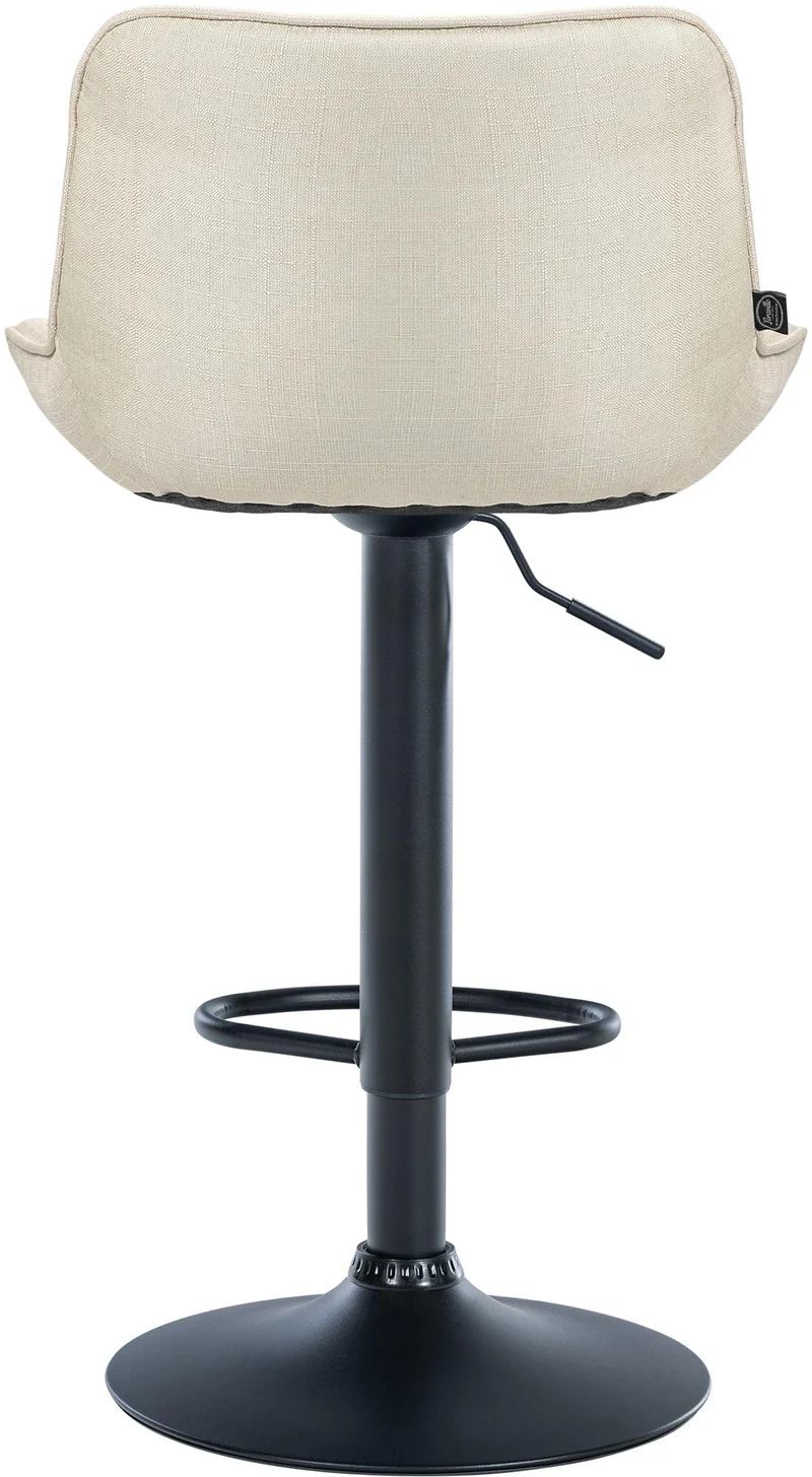 Tabouret de bar x1 pivotant forme ergonomique surpiqûres décoratives en tissu crème cadre en métal noir 10_0005766