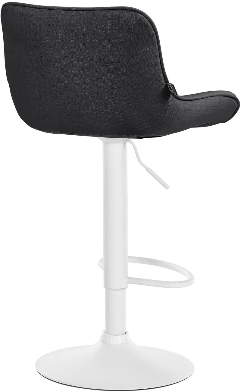 Tabouret de bar x1 pivotant forme ergonomique surpiqûres décoratives en tissu gris foncé cadre en métal blanc 10_0005764