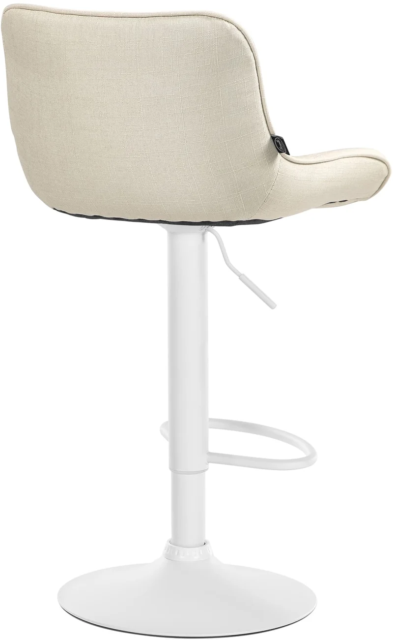 Tabouret de bar x1 pivotant forme ergonomique surpiqûres décoratives en tissu crème cadre en métal blanc 10_0005763