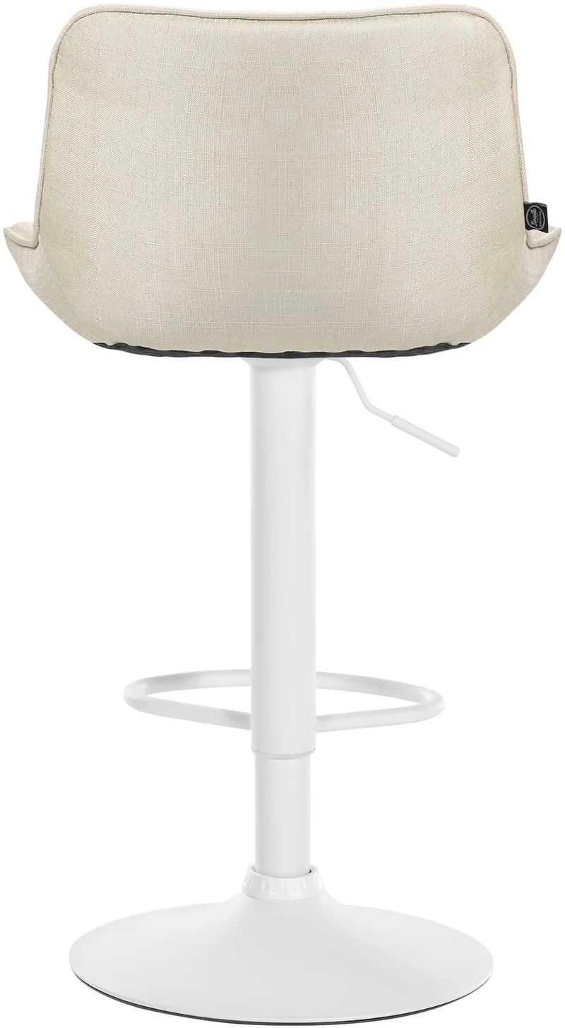 Tabouret de bar x1 pivotant forme ergonomique surpiqûres décoratives en tissu crème cadre en métal blanc 10_0005763