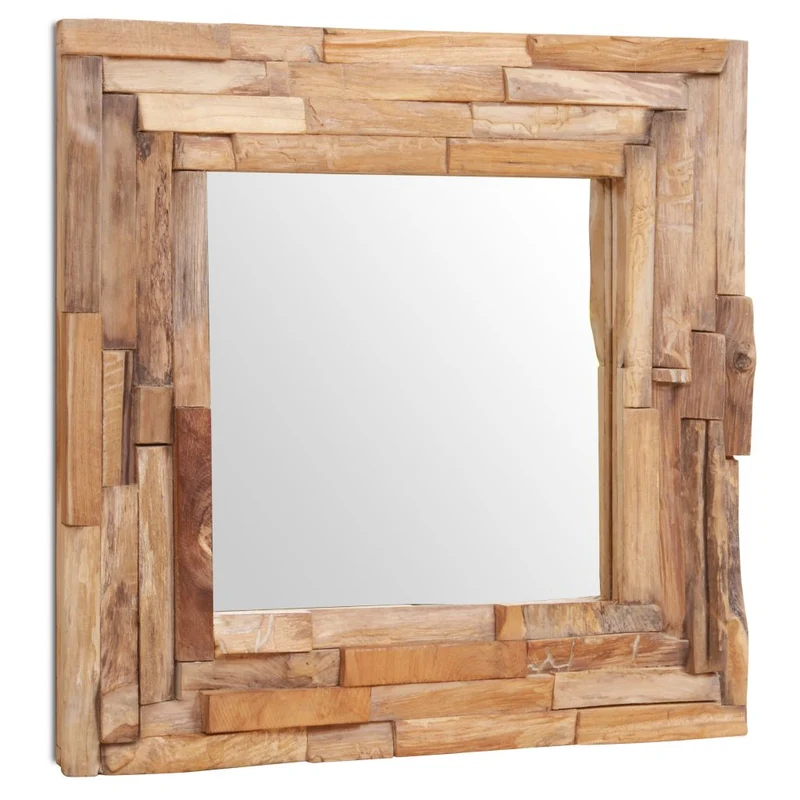 Miroir décoratif carré Teck marron 60 x 60 cm DEC022671