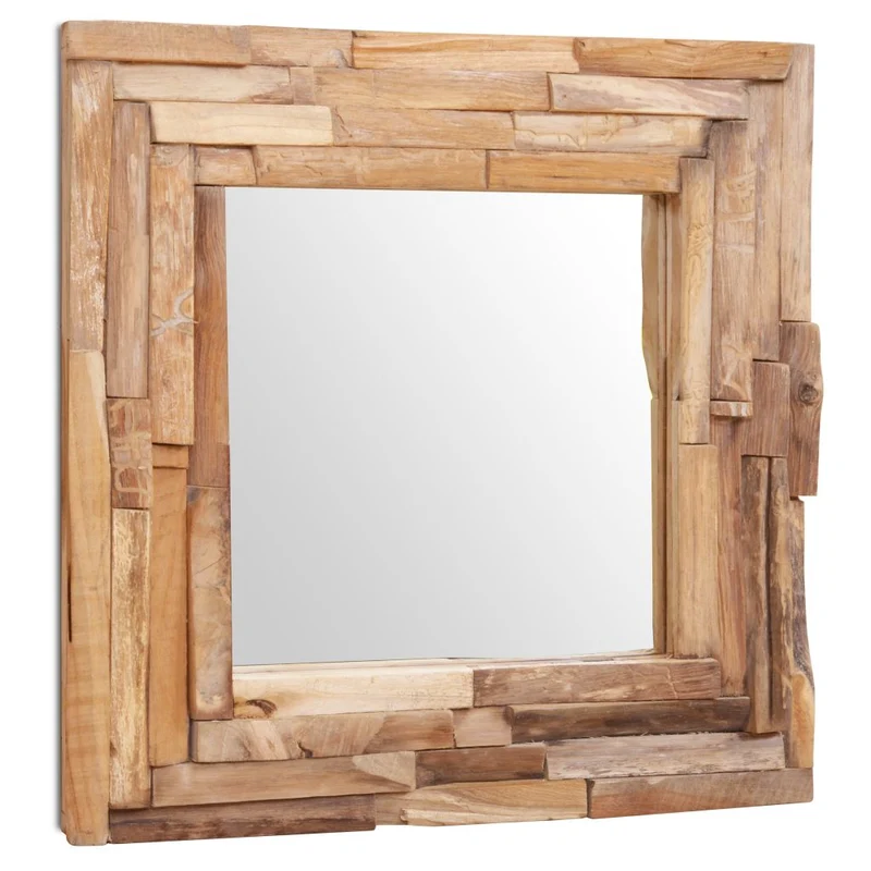Miroir décoratif carré Teck marron 60 x 60 cm DEC022671