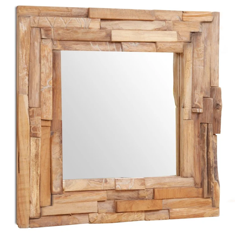 Miroir décoratif carré Teck marron 60 x 60 cm DEC022671
